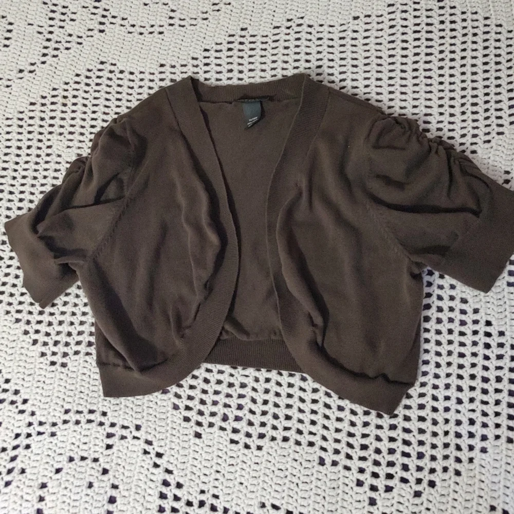 Lane Bryant Brown Open Short Sleeve Shrug Size 14/16 - Picture 11 of 11
